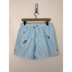 Boardies Blue Striped Swim Shorts Men’s Medium Beach Trunks